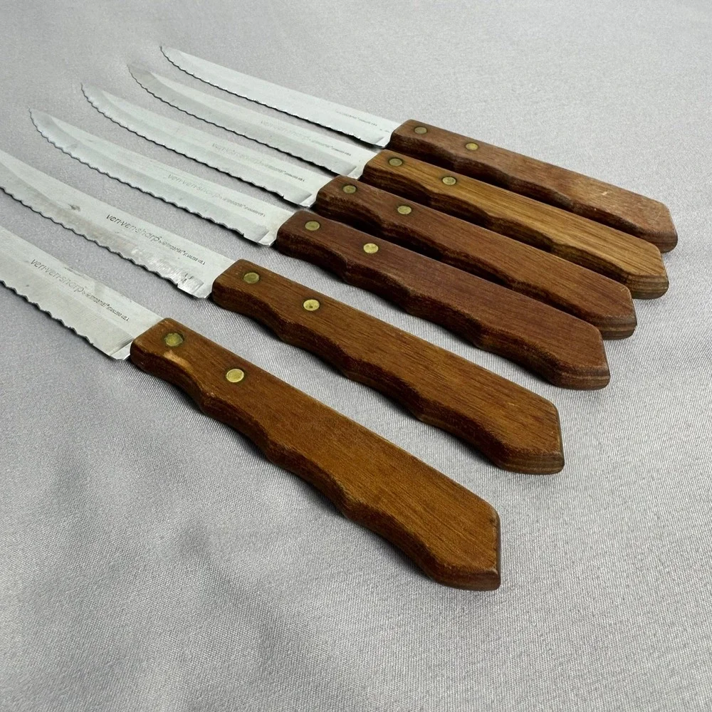 Vintage Imperial Veri-Veri-Sharp Steak Knives Set of 6 MCM 1978 Stainless USA